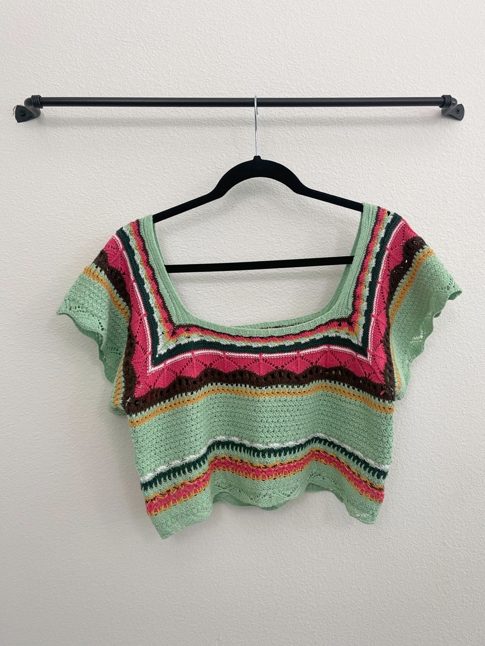 POL Crochet Knit Crop Top - Boho Festival Gypsy Style